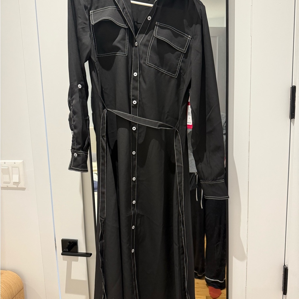 Vince Camuto Black Long Sleeve Maxi Dress